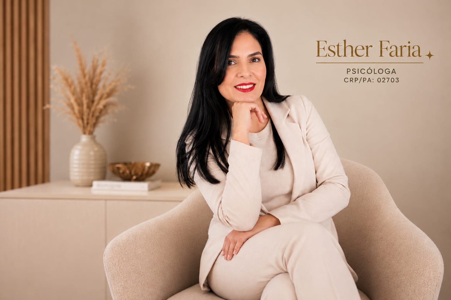 Esther Faria em retrato profissional